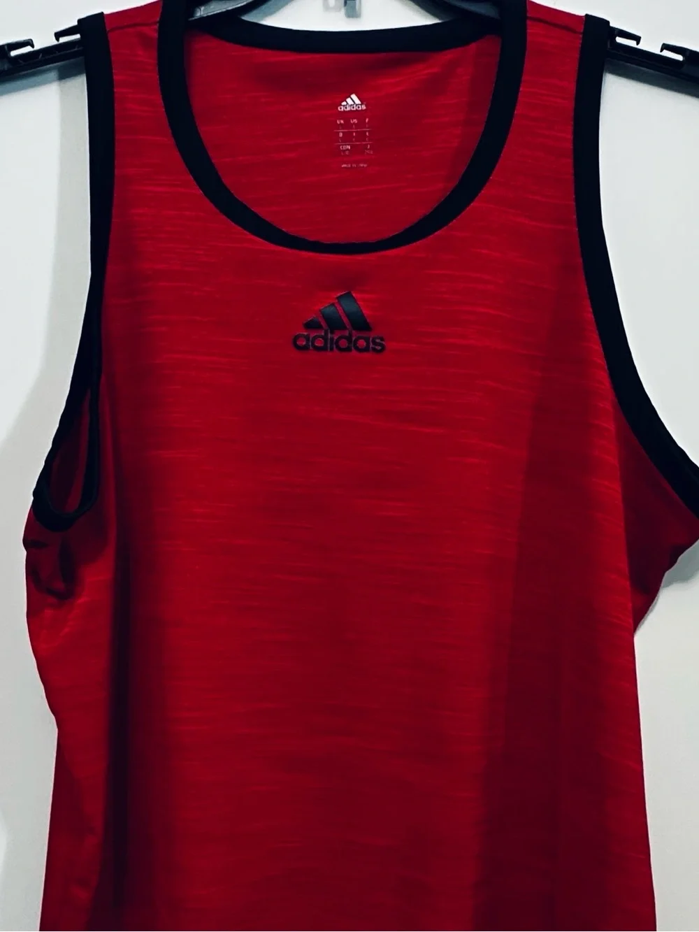Adidas Heather Red Active Training Tank Top Men's Size Large Center Logo
